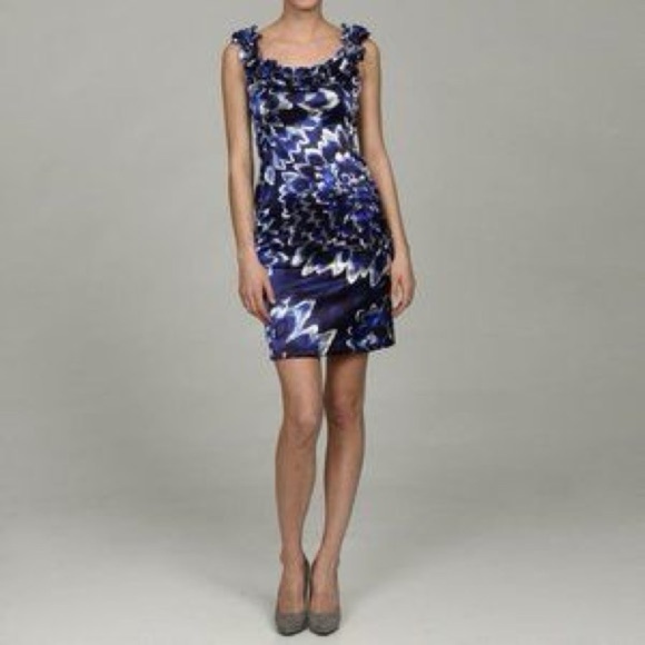 Maggy london floral ruffle neck sheath dress ❤️ - Picture 2 of 6